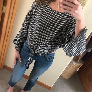 TopShop Gingham Dolman Sleeve Blouse